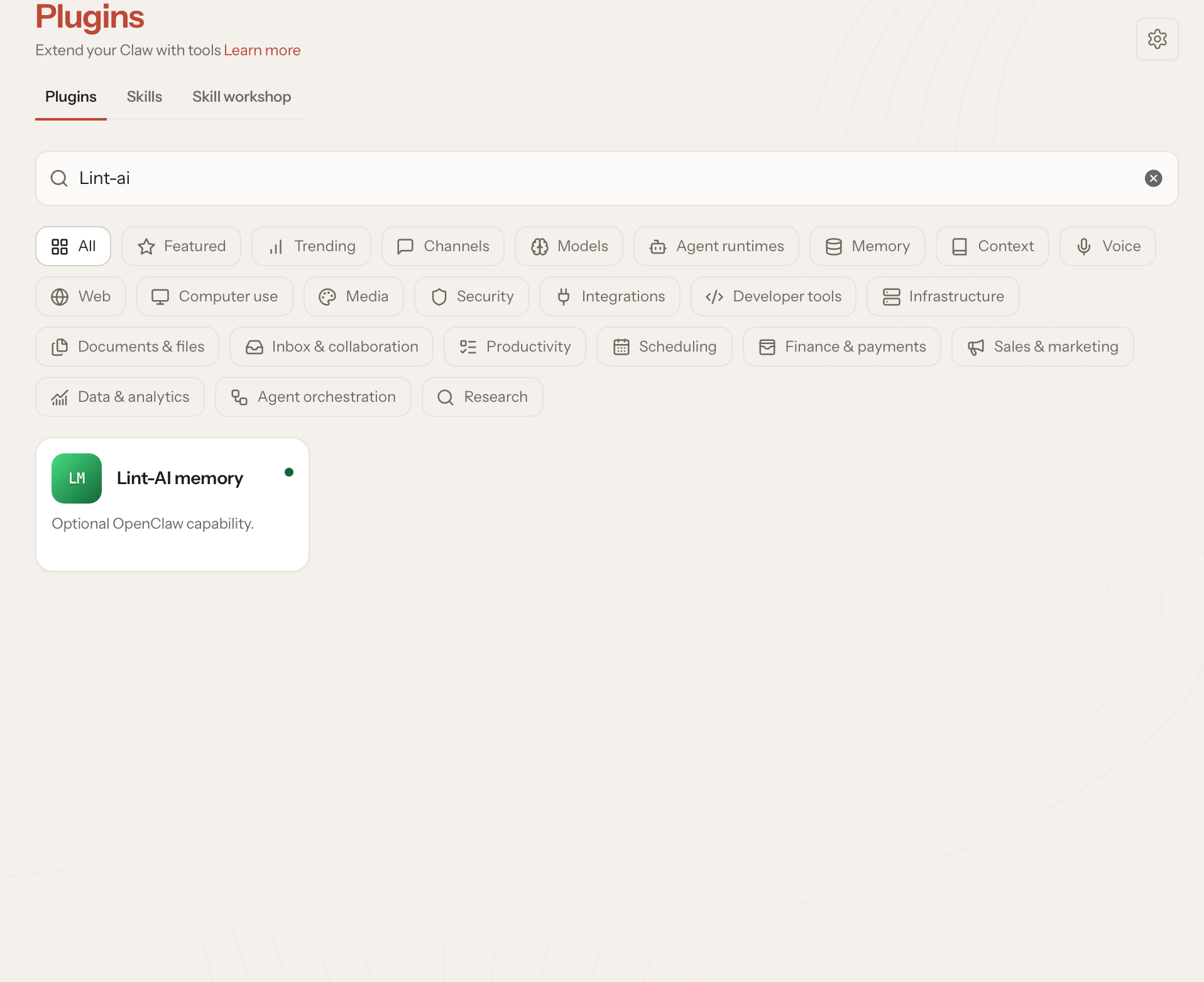 Membrick memory listed in the OpenClaw Plugins catalog